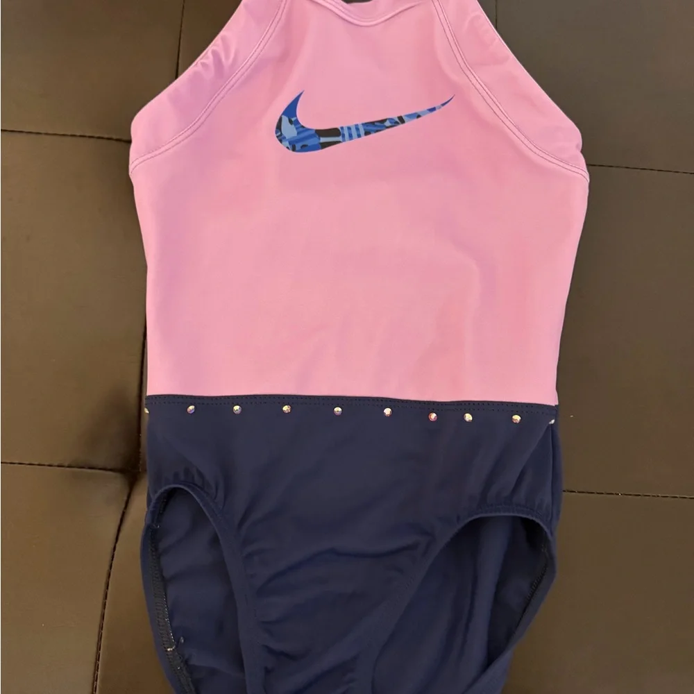 Nike Girls Colorblock One-Piece Swimsuit in Lavender and Navy